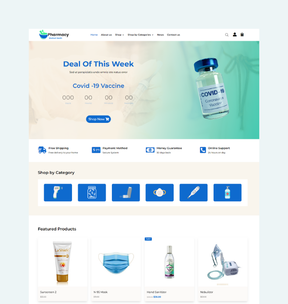 Divi Pharmacy E-commerce divi child theme