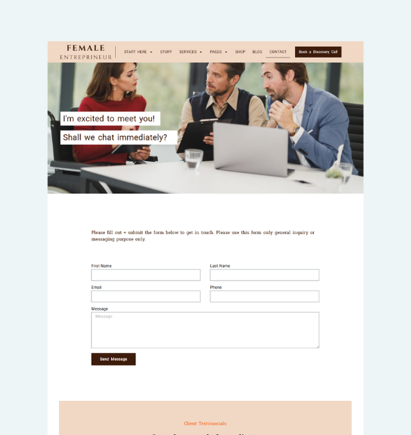 Female Entrepreneur Elementor Template Kit